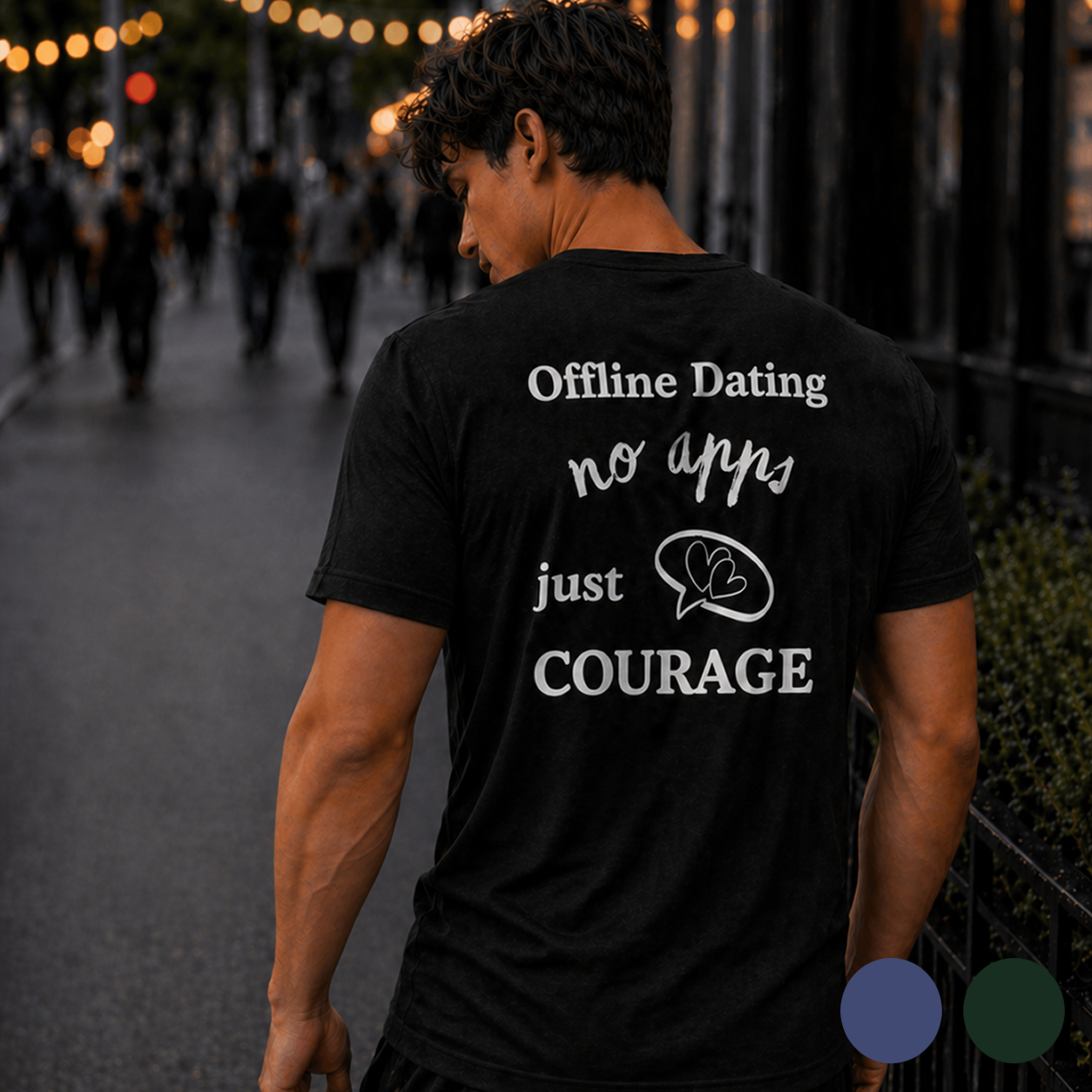 Offline Dating no apps just courage - T-Shirt (Dark Edition)