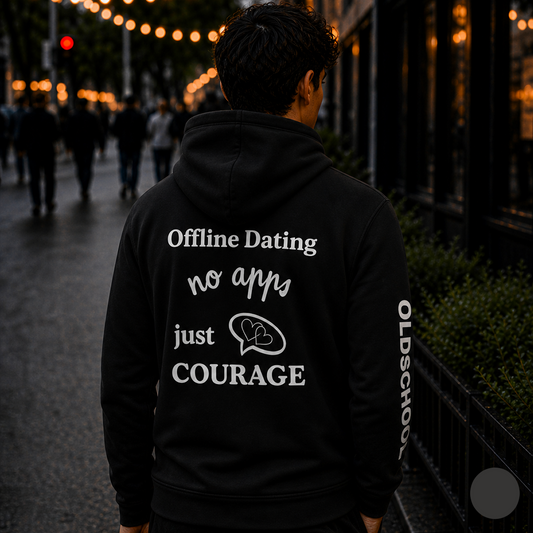 Offline Dating no apps just courage - Basic Hoodie (Dark Edition)