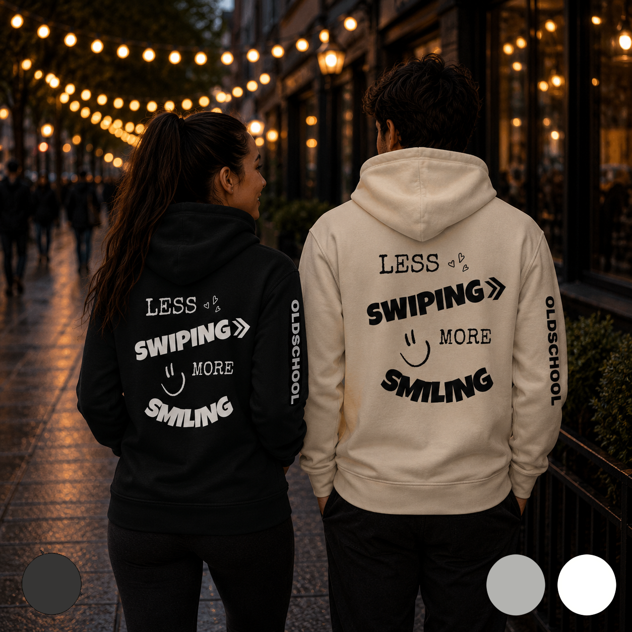 Less swiping more smiling - Basic Hoodie (Dark Edition)